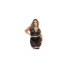 Soutien-gorge, string et jupe, grande taille, résille noire 